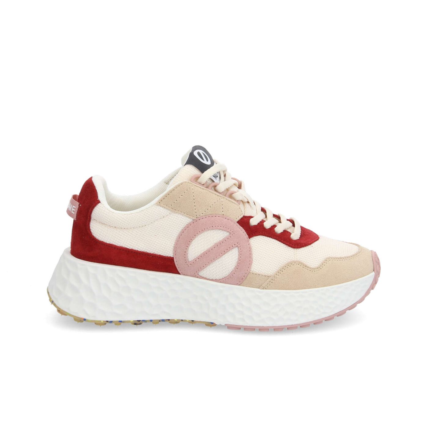 CARTER JOGGER W - SUEDE/KNIT/SUED - BEIGE/OFF WHITE/RED